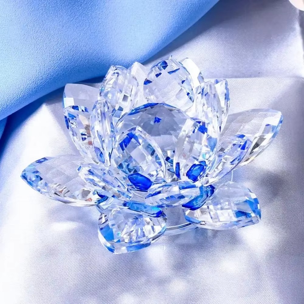 Paper Weight Crystal - 60-140mm Crystal Lotus Flower Figurine Lotus