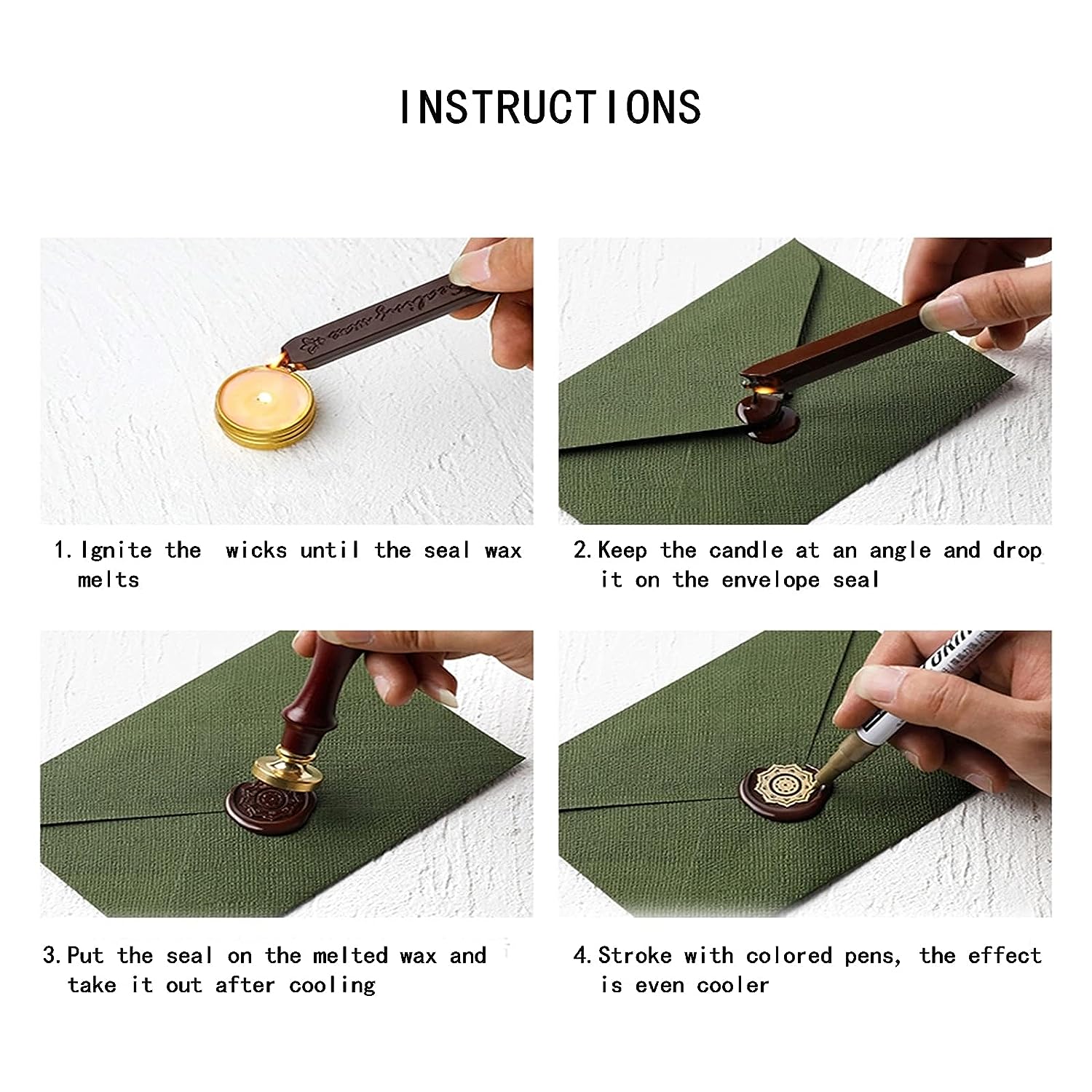12pcs/bag Metallic Mixed Color - огляд і ціна Wax Seal Stamp Set